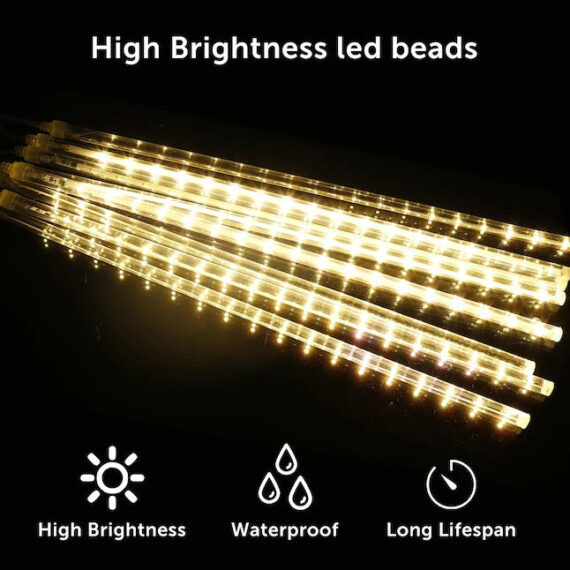 576 LED Meteor Shower Lights LED Falling Rain Lights 12 Tubes Outdoor Christmas