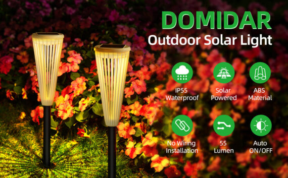 Solar Outdoor Lights,Solar Landscape Garden Powered Pathway Lights Warm/White Switch Auto On/Off Waterproof LED Path Lighting for Garden Walkway Yard