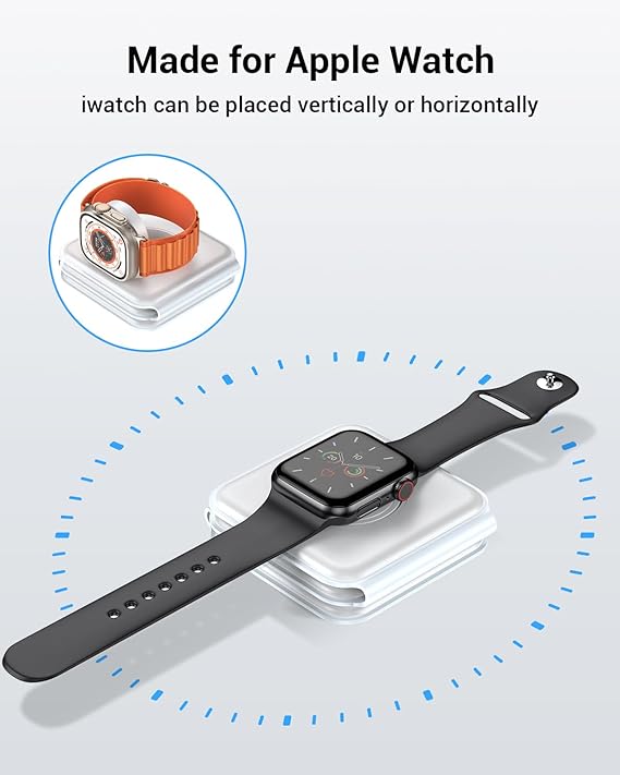 Wireless Charger, Magnetic Foldable 3 in 1 Mag-Safe Charger, Fast Travel Wireless Charging Station for iPhone 15/14/13/12/ Series,for iWatch,for AirPods (Adapter Included)