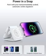 Wireless Charger, Magnetic Foldable 3 in 1 Mag-Safe Charger, Fast Travel Wireless Charging Station for iPhone 15/14/13/12/ Series,for iWatch,for AirPods (Adapter Included)