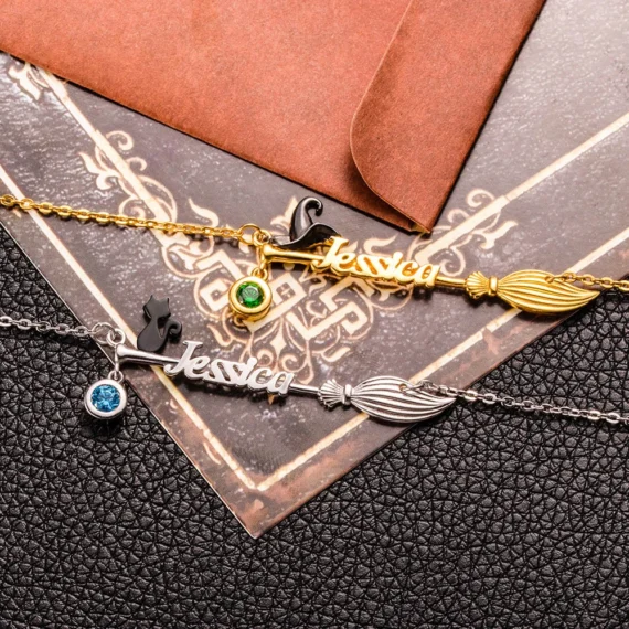 🔥Clearance Price $1.98🔥Customized Witch & Broom Name Necklace